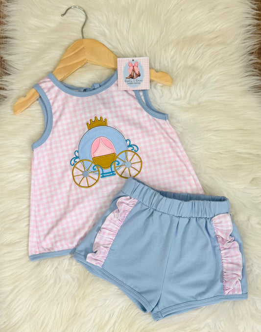Enchanted Carriage Girls Bow Back Shorts Set