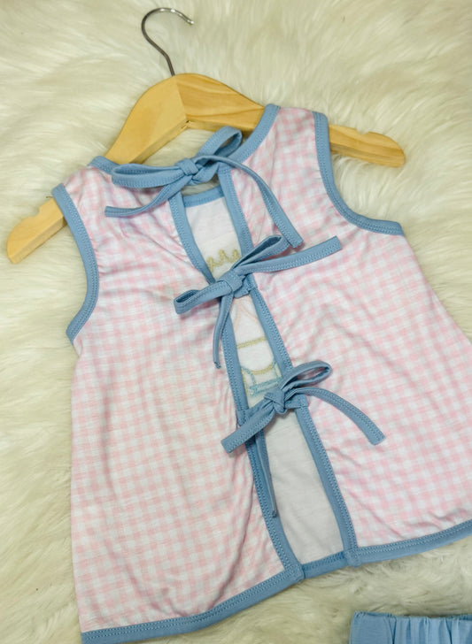 Enchanted Carriage Girls Bow Back Shorts Set