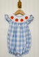 Blue Check Pumpkins Smocked Girls Bubble