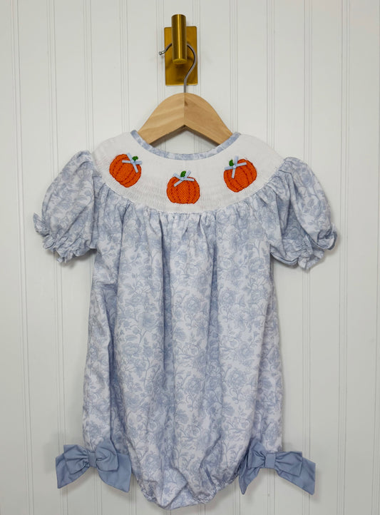 Toile Pumpkins Smocked Bubble