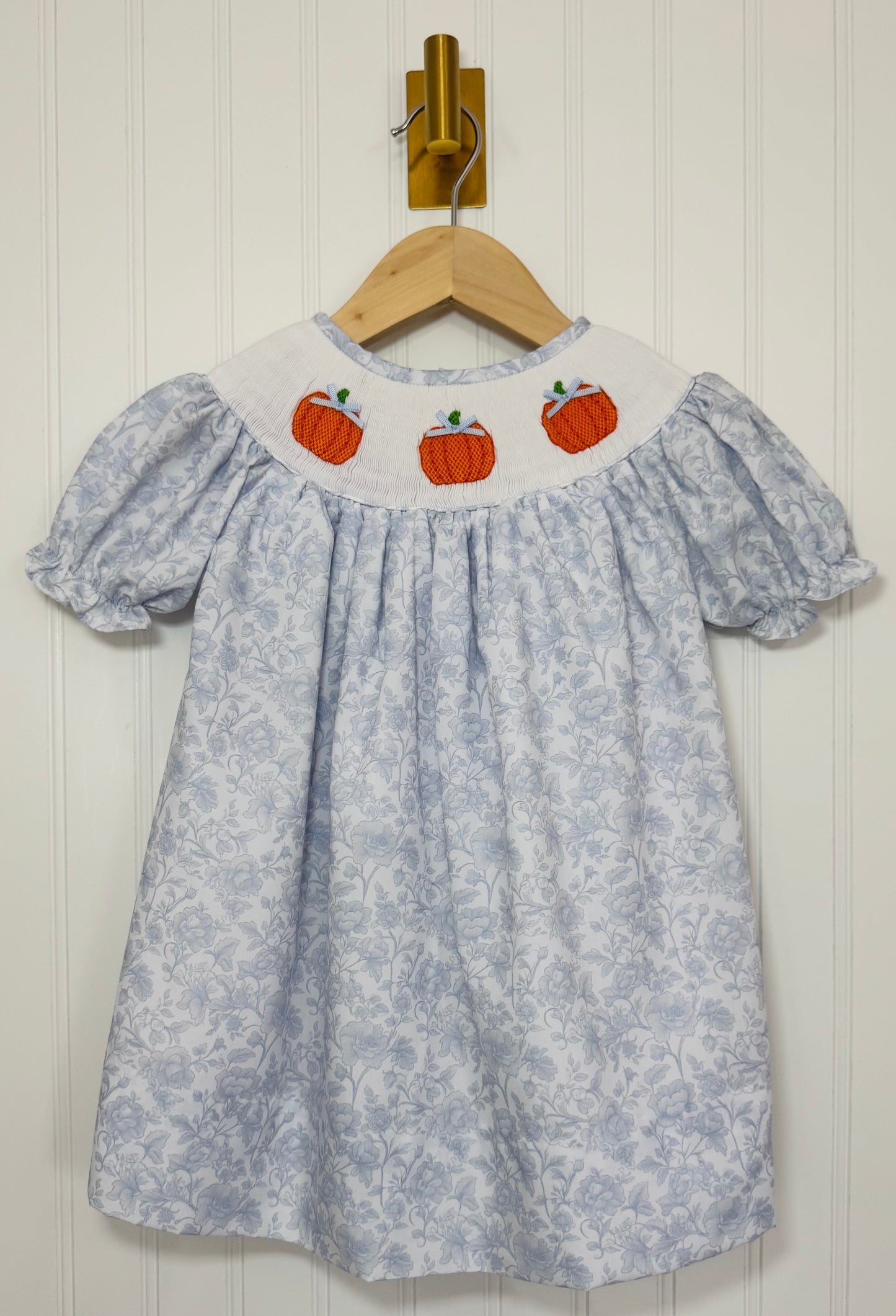 Toile Pumpkins Smocked Dress