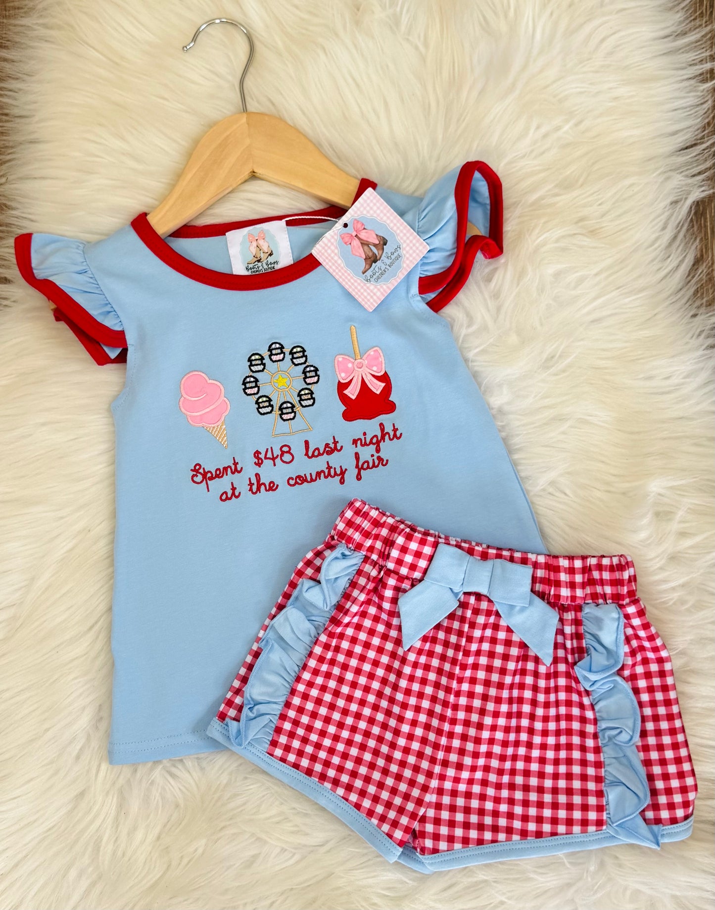 $48 Last Night At The County Fair Girls Shorts Set