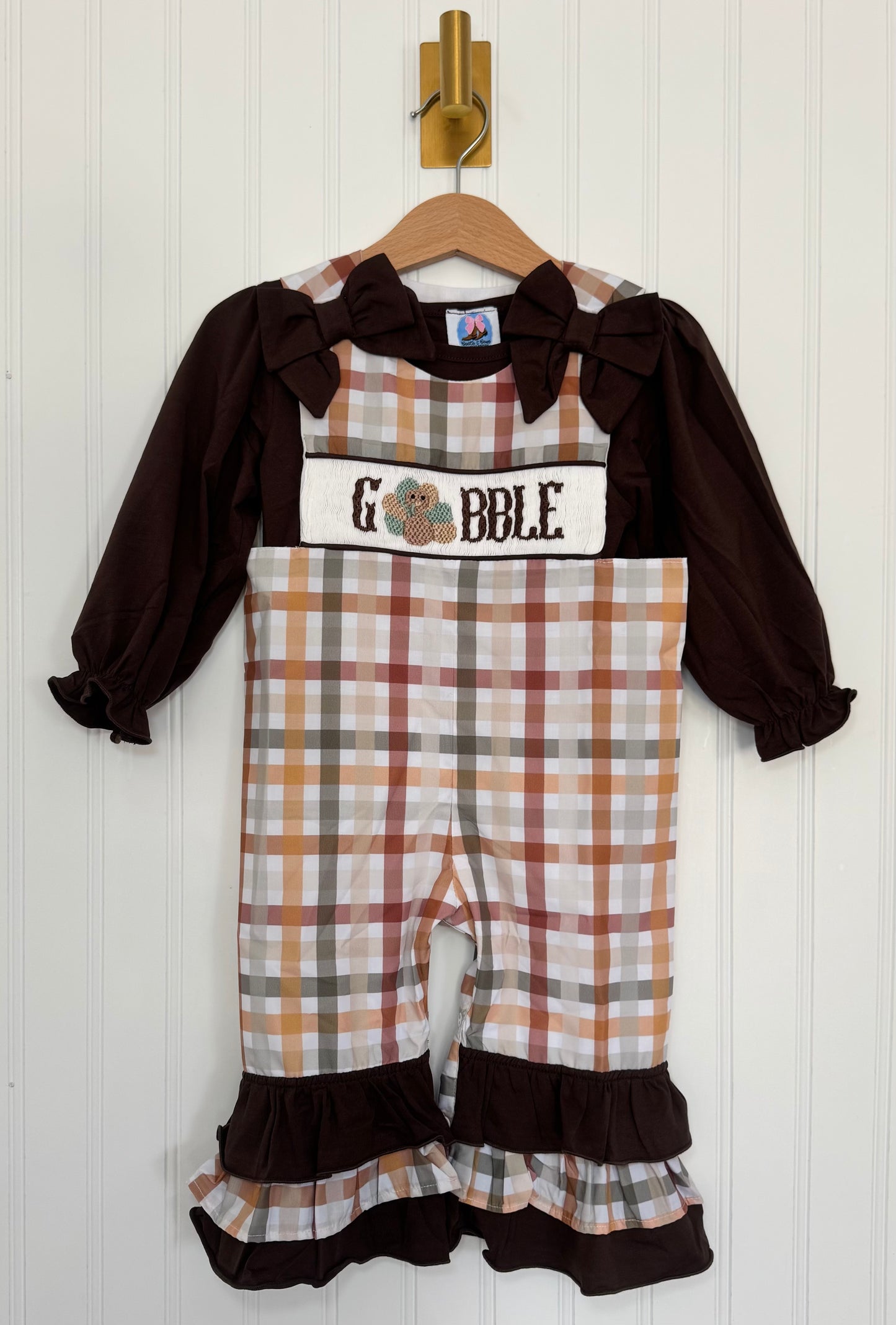 Girls Smocked Gobble Romper