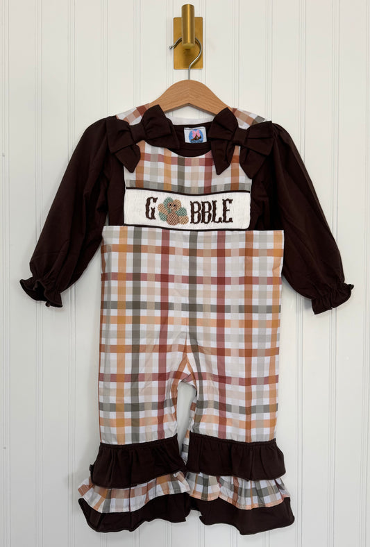 Girls Smocked Gobble Romper