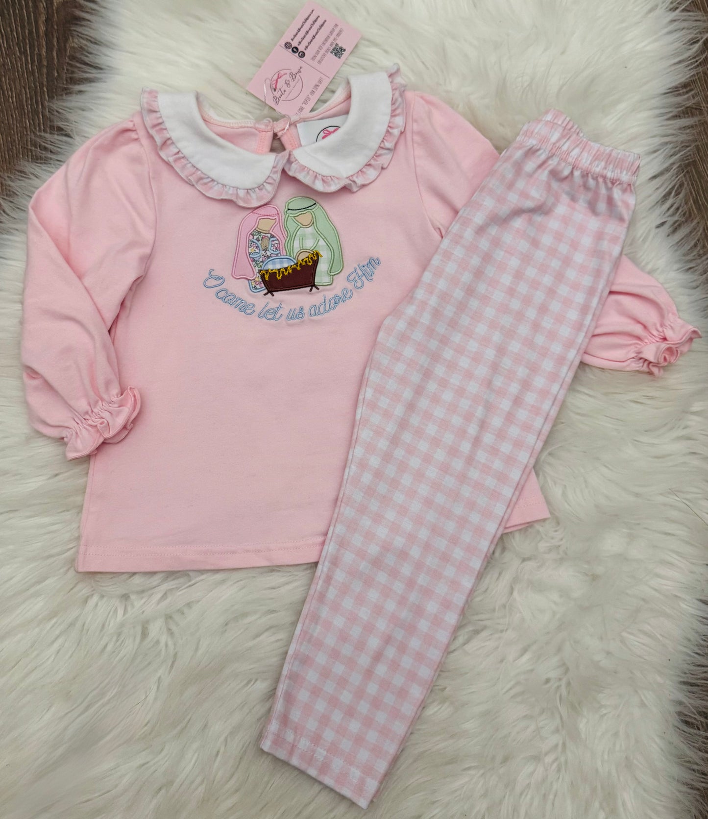 O Come Let Us Adore Him Girls Pants Set