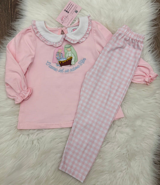 O Come Let Us Adore Him Girls Pants Set