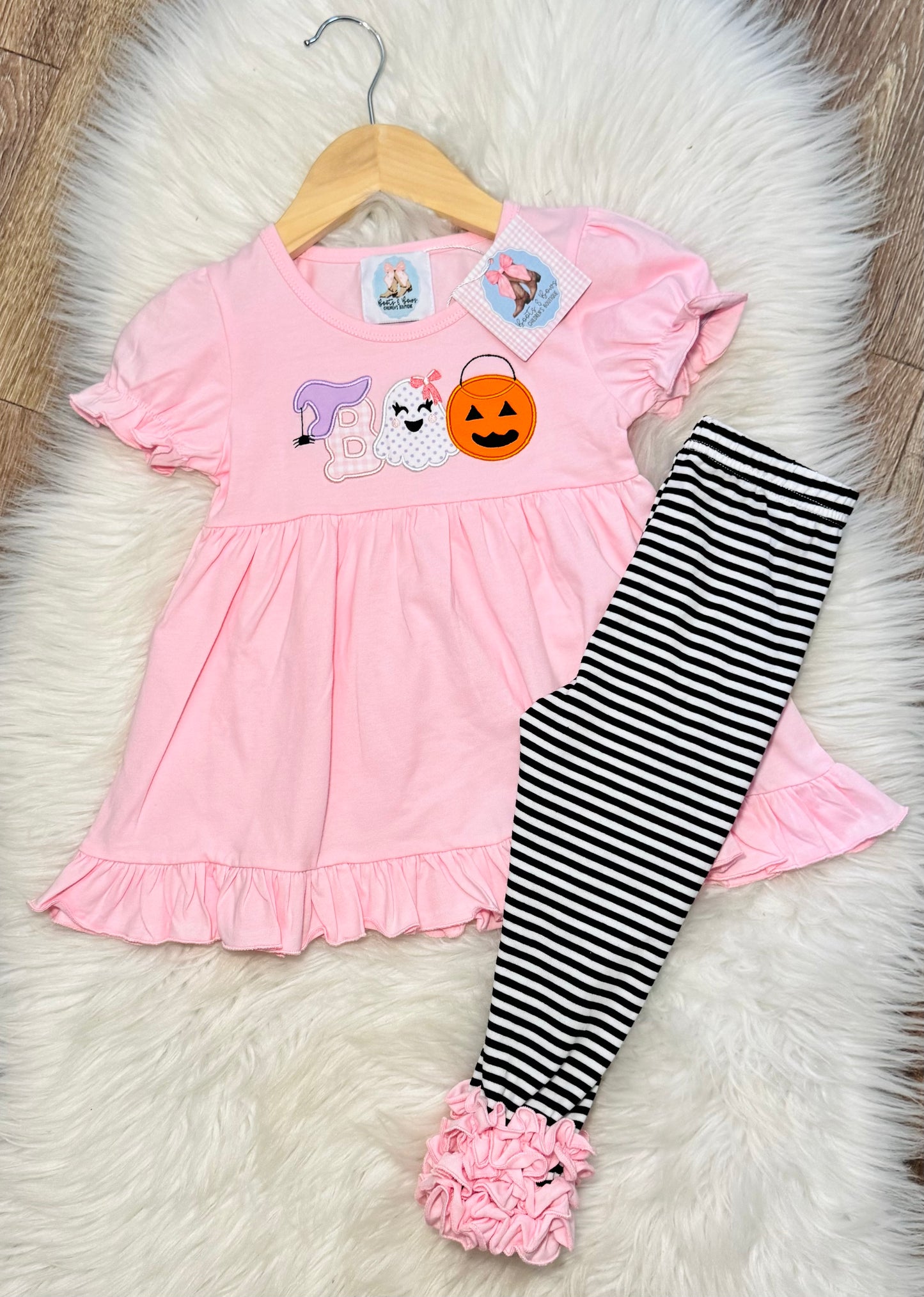 Boo Applique Girls Pants Set