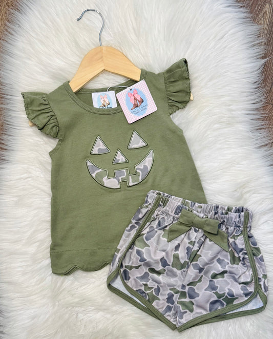 Old School Jack-O-Lantern Girls Shorts Set