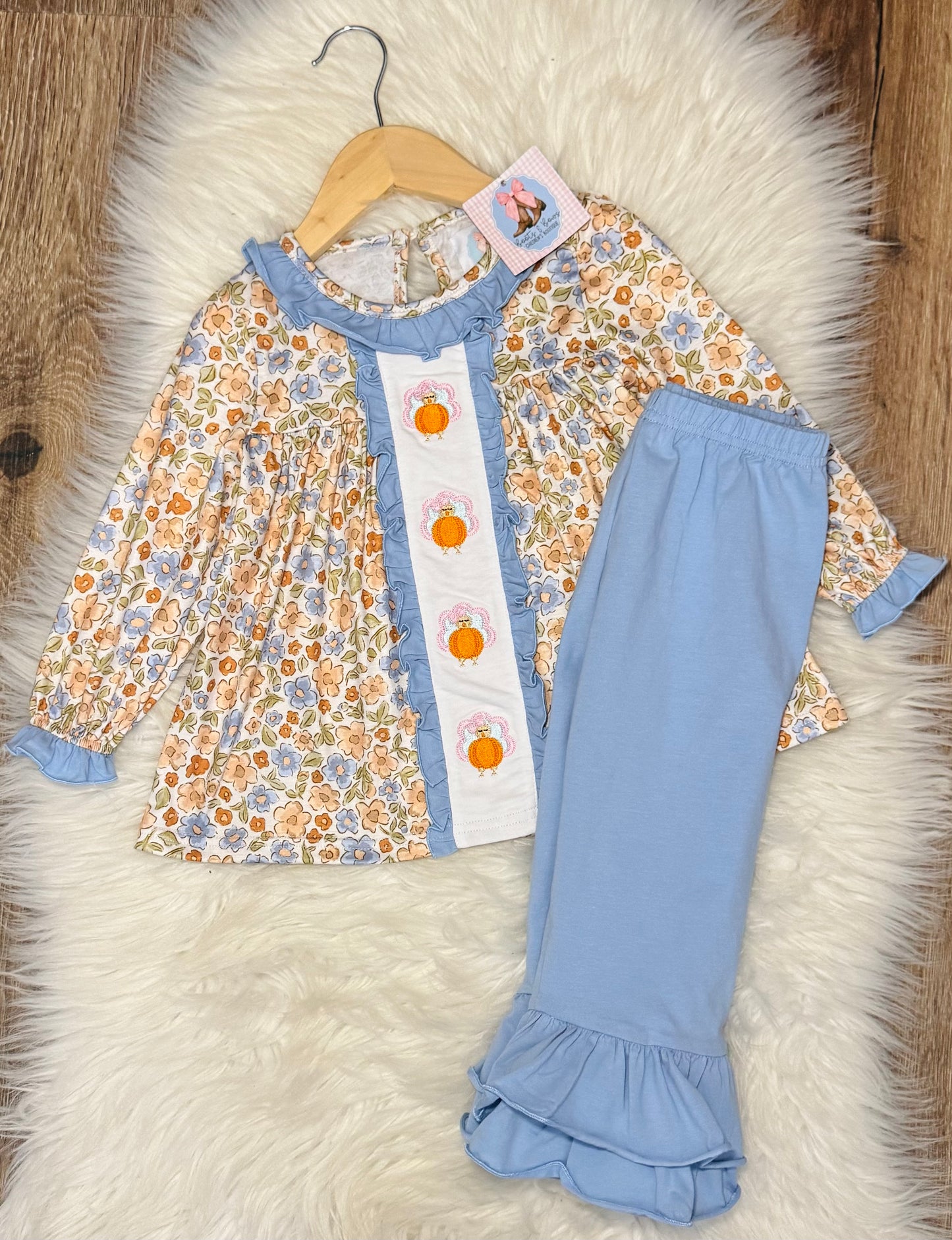Giving Thanks Girls Ruffle Pants Set