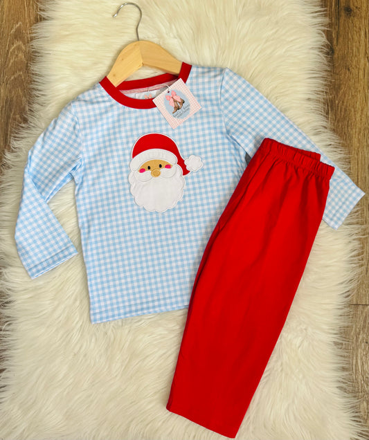 Gingham Santa Boys Pants Set