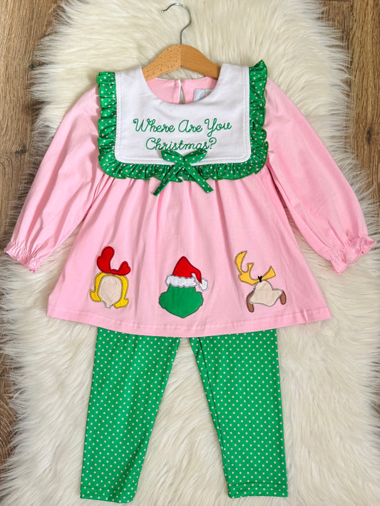 Where Are You Christmas Girls Pants Set
