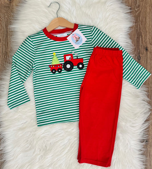 Christmas Tractor Boys Pants Set