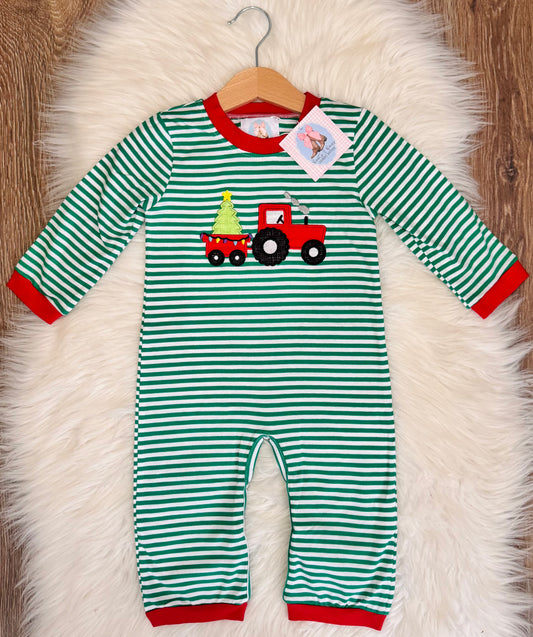 Christmas Tractor Boys Romper