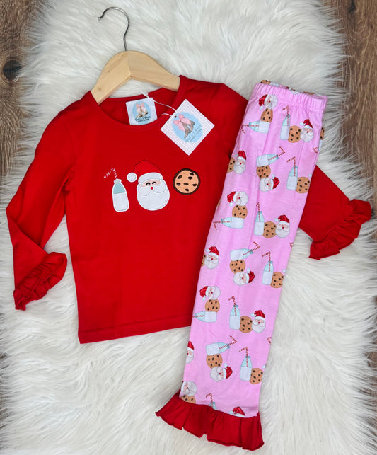 Milk & Cookies With Santa Girls Pajama Set