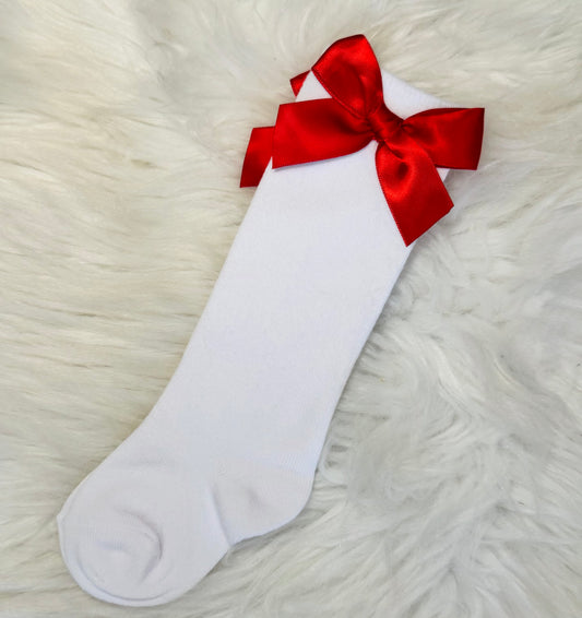 Red Bow Knee High Socks