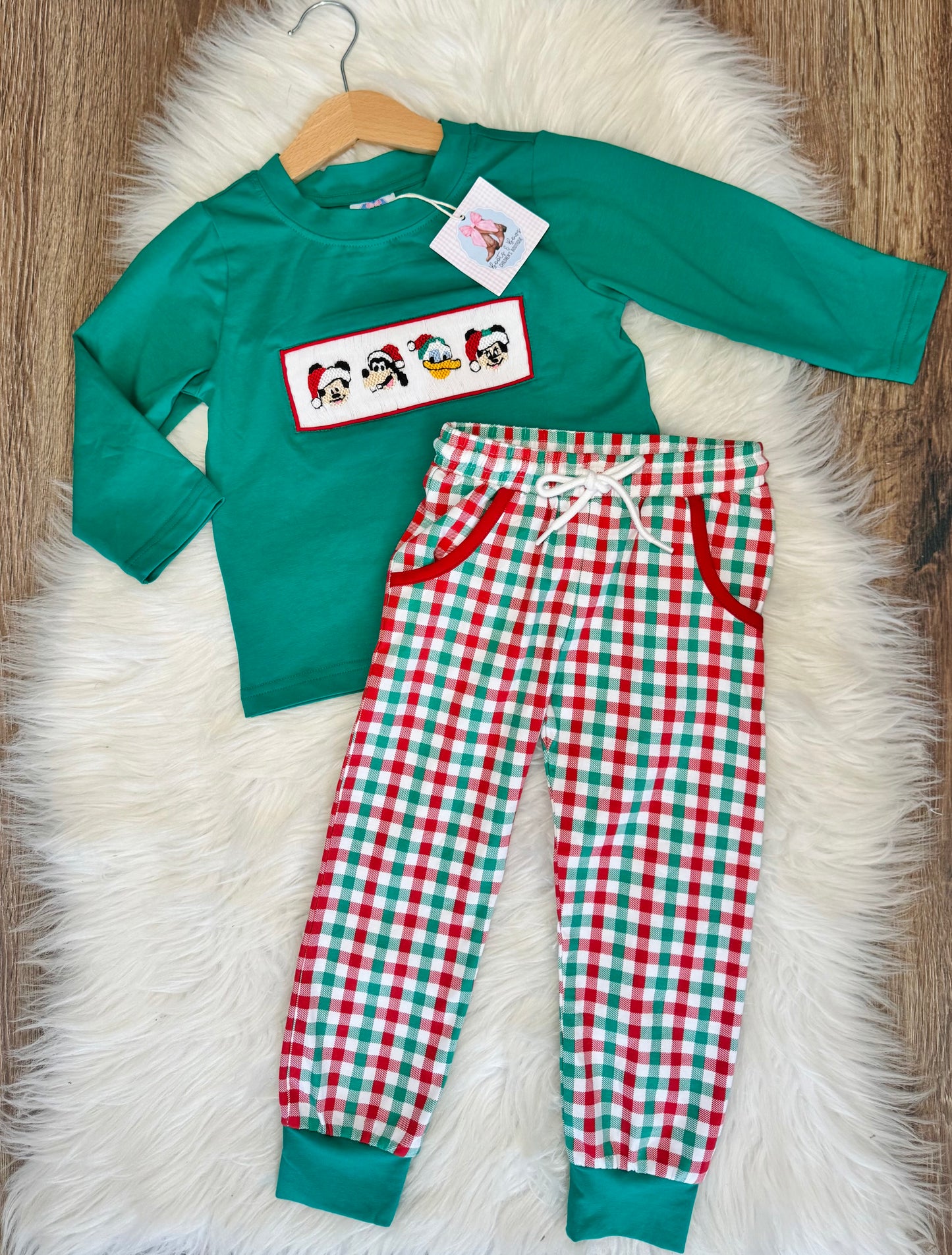 Christmas Crew Smocked Boys Pants Set