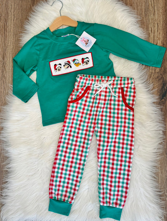 Christmas Crew Smocked Boys Pants Set