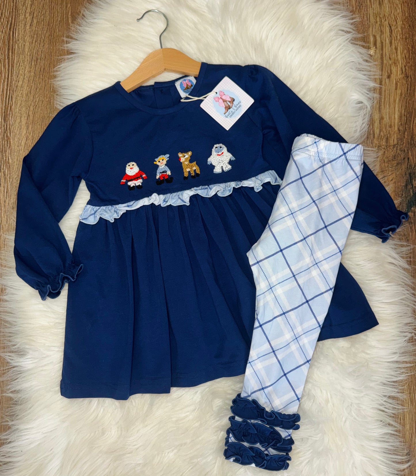 French Knot Red Nosed Reindeer Leggings Set