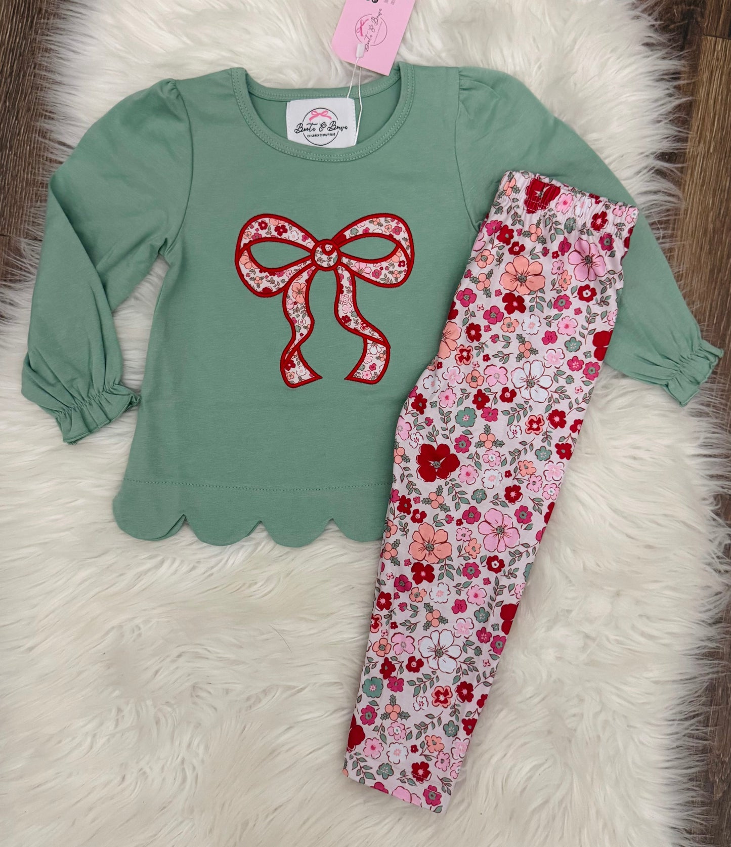 Christmas Floral Girls Pants Set