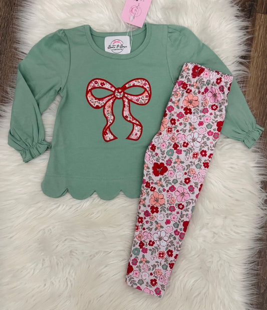 Christmas Floral Girls Pants Set
