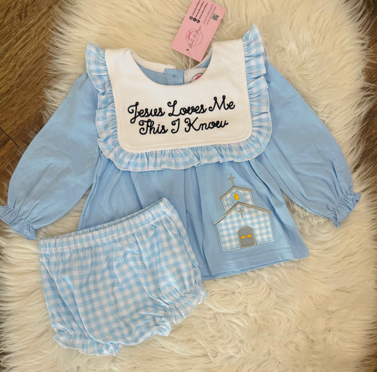Jesus Loves Me Girls Bloomer Set