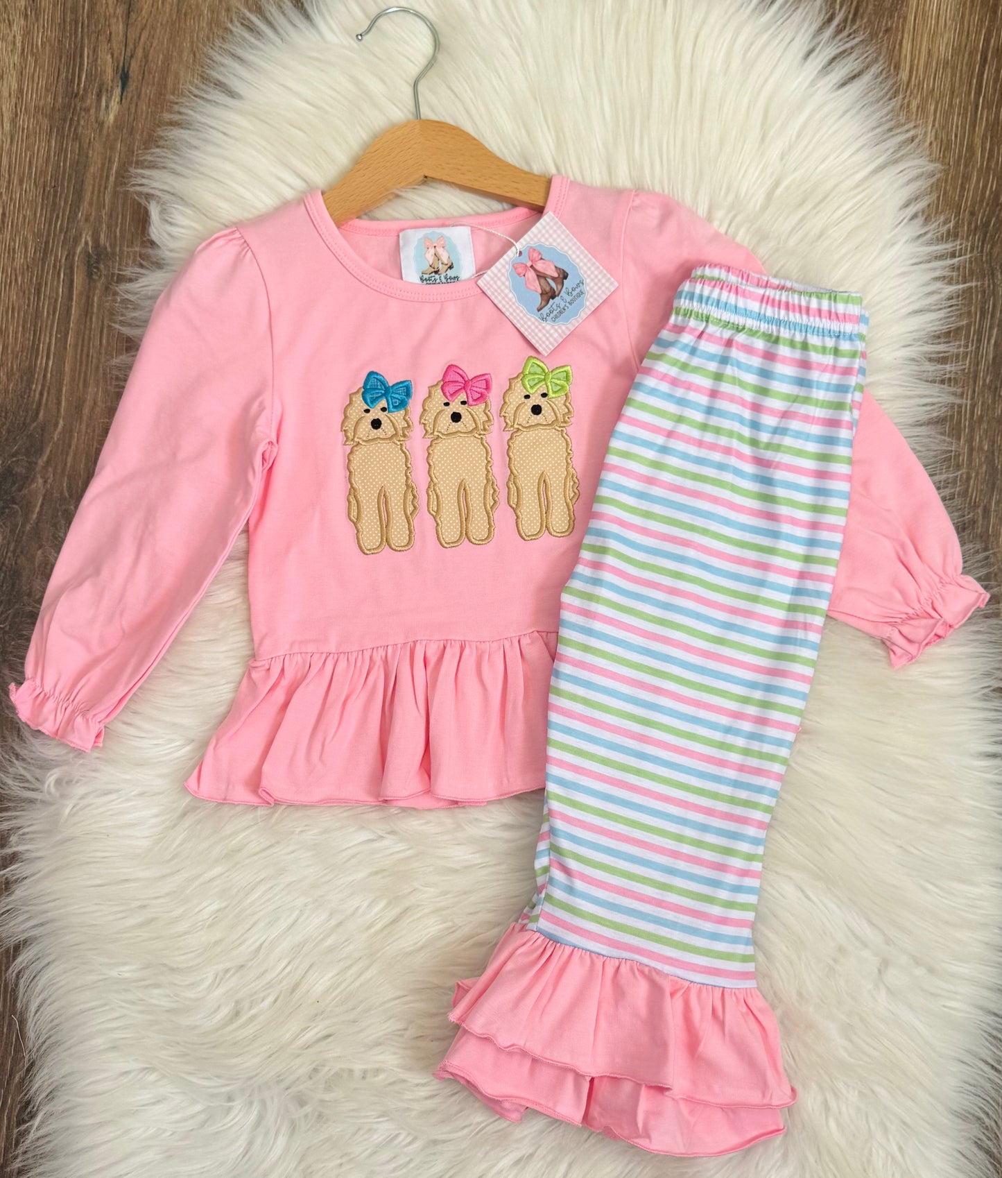 Darling Doodles Ruffle Pants Set