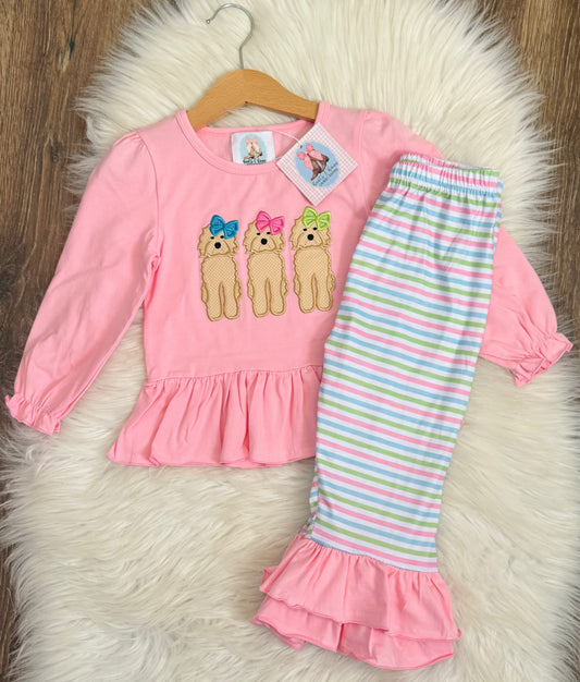 Darling Doodles Ruffle Pants Set