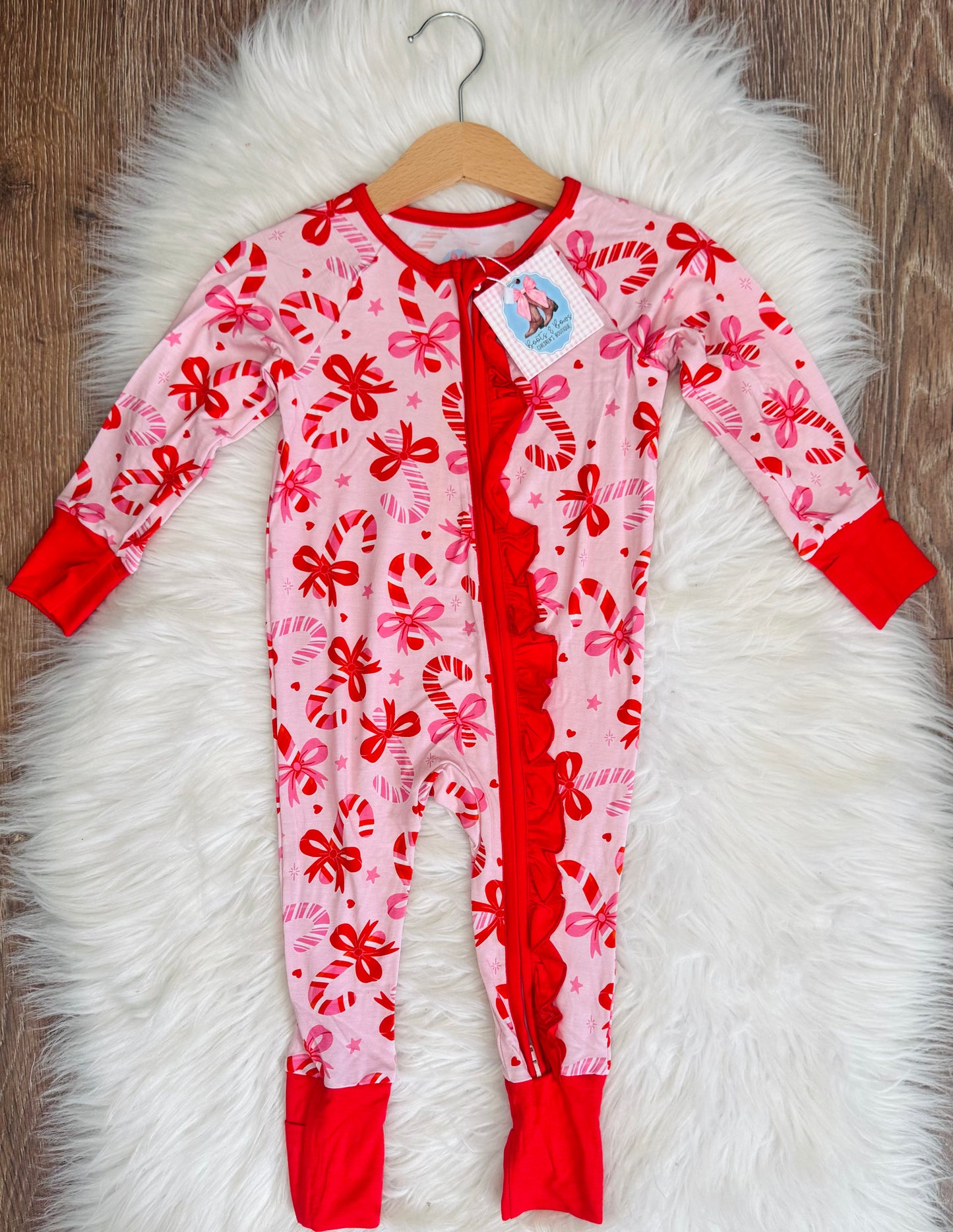 Candy Cane Christmas Bamboo Ruffle Zippy