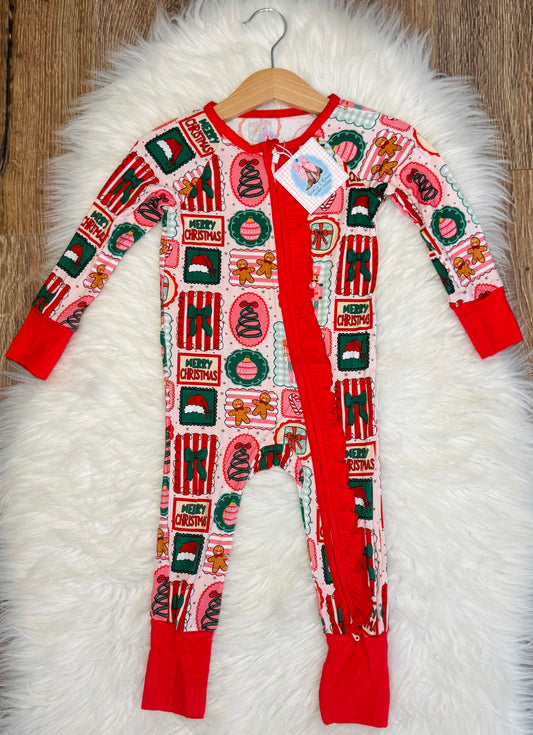 Holly Jolly Darling Bamboo Ruffle Zippy