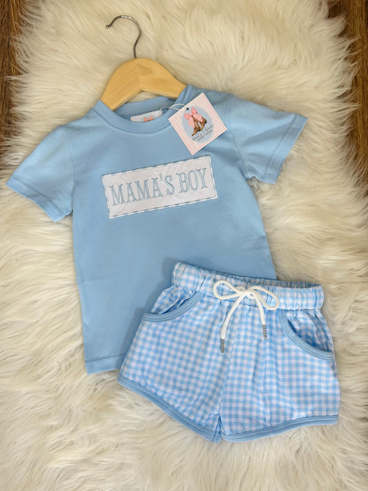 Mama's Boy Embroidered Shorts Set