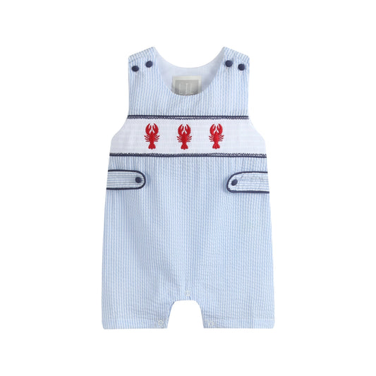 Blue Striped Smocked Crawfish Shortalls